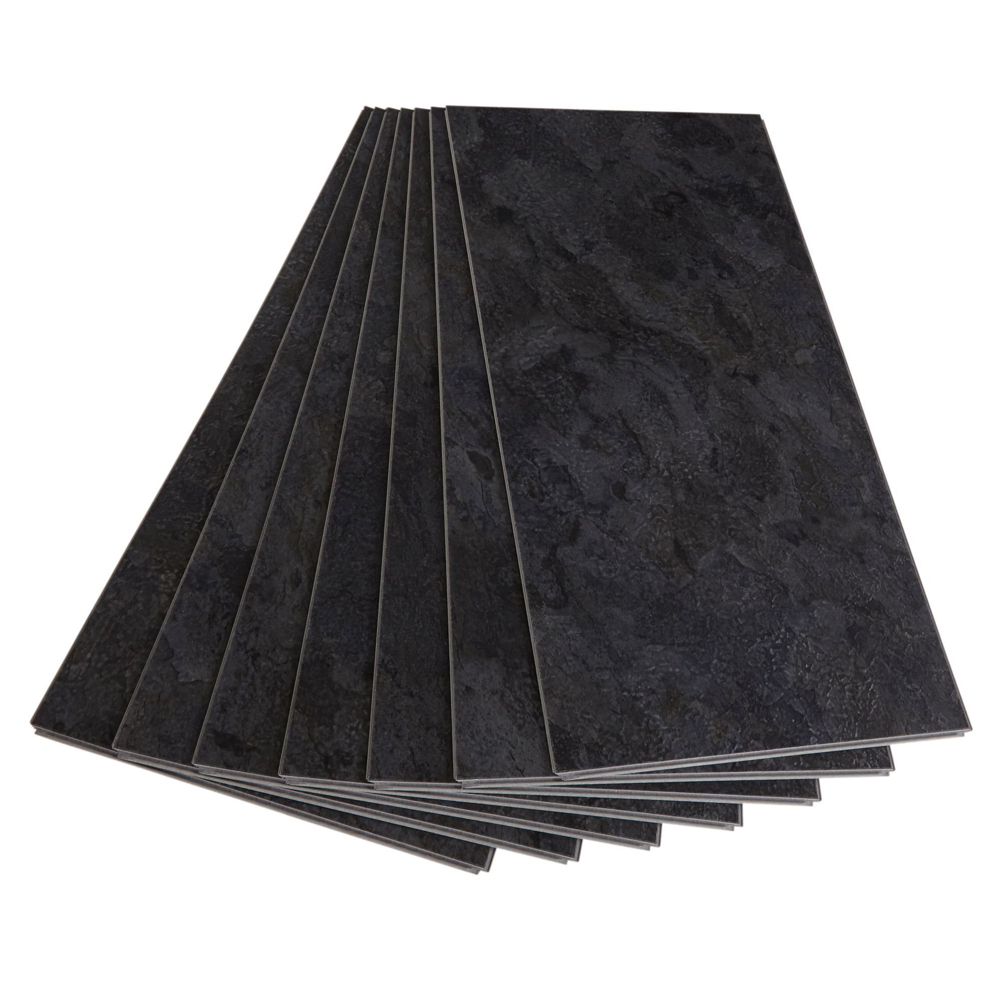 Colours Black Slate effect Vinyl tile Pack of 7