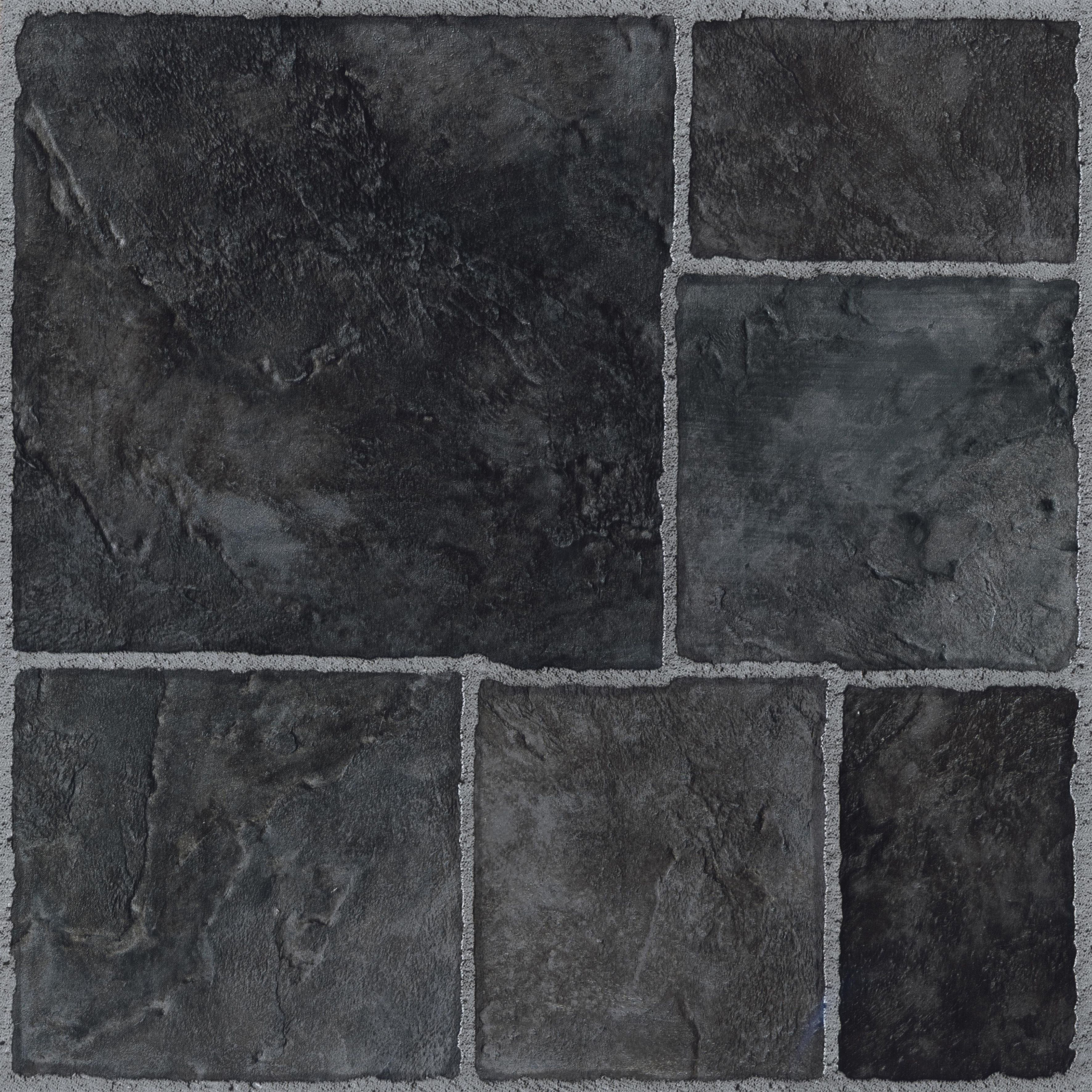 Colours Black Stone effect Self-adhesive Vinyl tile, 1.02m²
