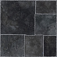 Colours Black Stone effect Vinyl tile, Pack of 11