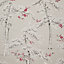 Colours Blossoming Grey & plum Birds & foliage Textured Wallpaper