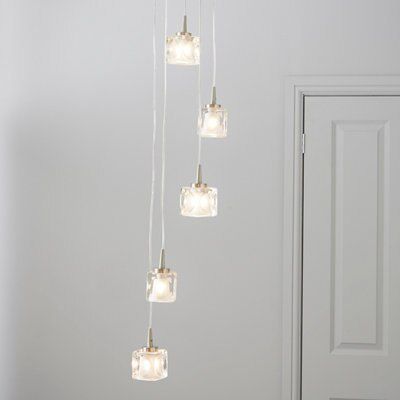 Colours Borrello Ice cube Glass & metal Silver effect 5 Lamp Ceiling light