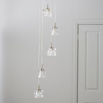 Colours Borrello Ice cube Glass & metal Silver effect 5 Lamp Ceiling light