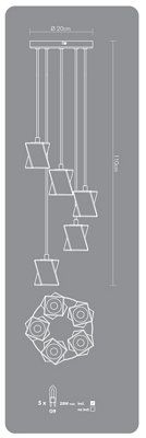 Colours Borrello Ice cube Glass & metal Silver effect 5 Lamp Ceiling light