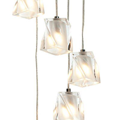 Colours Borrello Ice cube Glass & metal Silver effect 5 Lamp Ceiling light