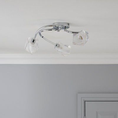 Colours Borrello Swirl Brushed Glass & metal Chrome effect 3 Lamp Ceiling light