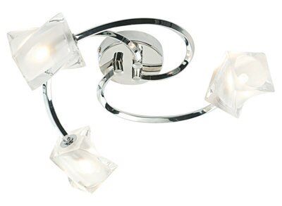 Colours Borrello Swirl Brushed Glass & metal Chrome effect 3 Lamp Ceiling light