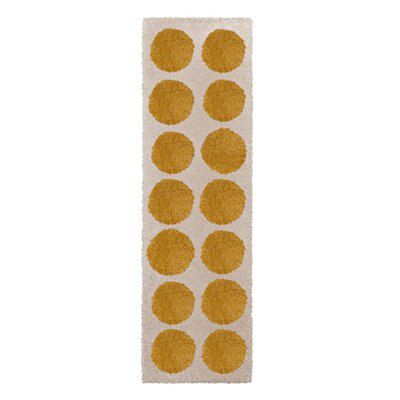 Colours Brady Cream & yellow Spot Large Runner, (L)200cm x (W)60cm