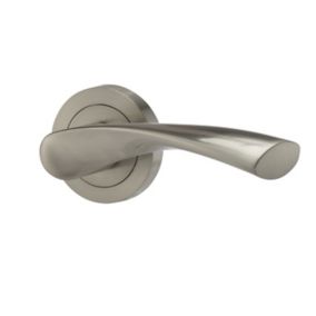 Colours Breage Rose Nickel effect Zamak Latch Door handle (L)121mm, Pair