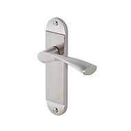 Colours Breage Satin Nickel effect Steel Curved Latch Door handle (L)121mm, Pair