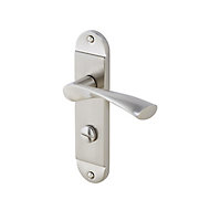 Colours Breage Satin Nickel effect Zinc alloy Curved Bathroom Door handle (L)121mm, Pair