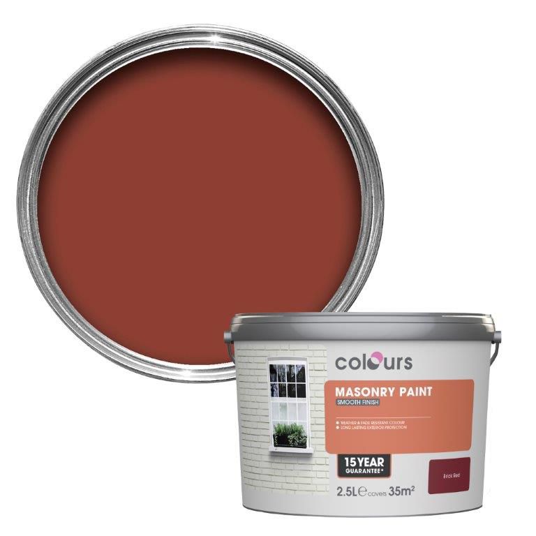 Colours Brick red Smooth Masonry paint 2.5L DIY at B&Q