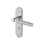 Colours Brigg Satin Nickel effect Aluminium & steel Straight Bathroom Door handle (L)132.8mm, Pair
