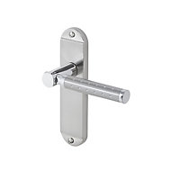 Colours Brigg Satin Nickel effect Aluminium & steel Straight Latch Door handle (L)132.8mm, Pair