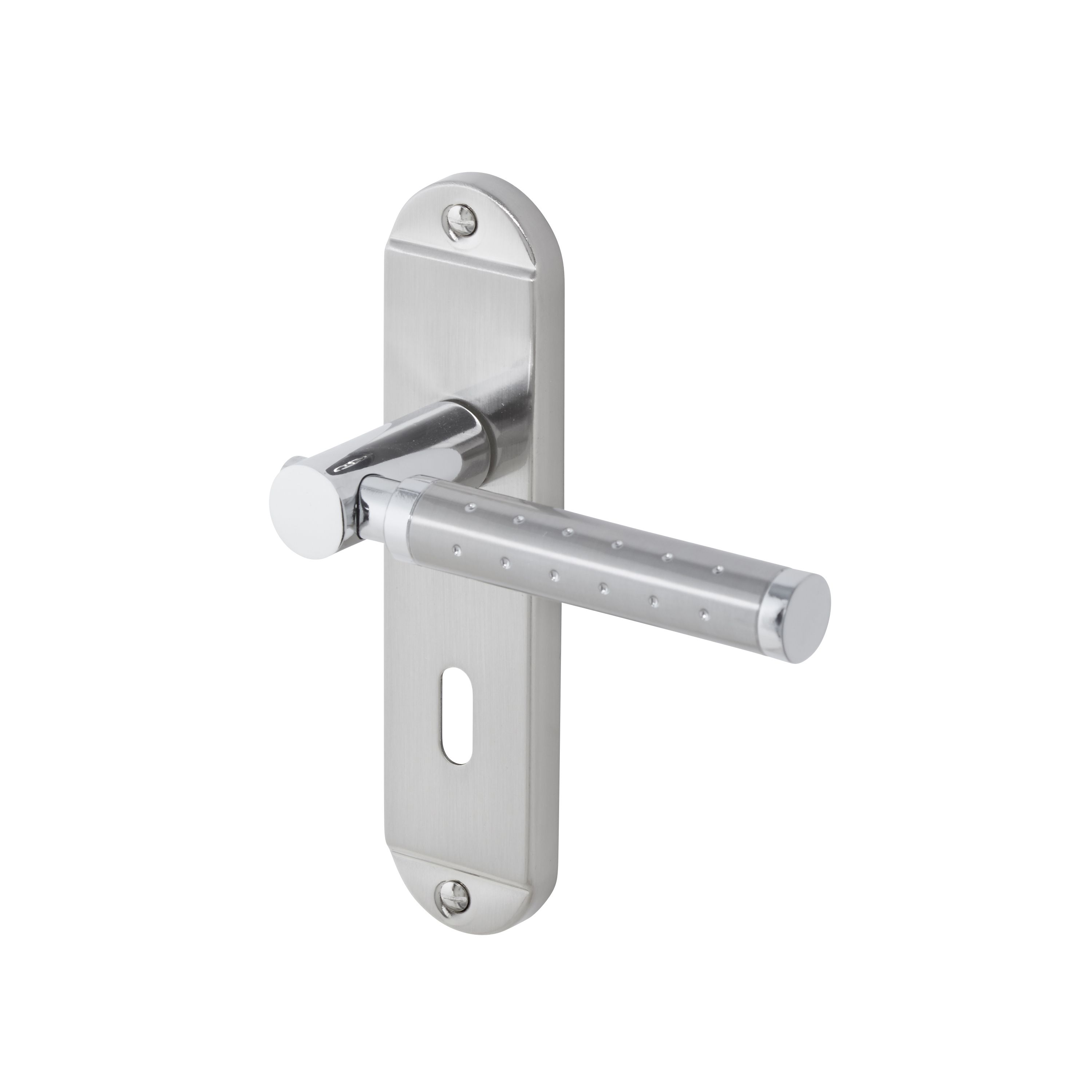 Colours Brigg Satin Nickel effect Aluminium & steel Straight Lock Door