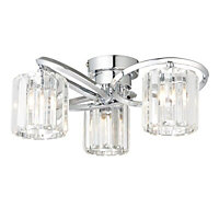 Colours Bromley Glass & steel Chrome effect 3 Lamp Ceiling light