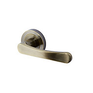 Colours Brown Antique brass effect Aluminium Straight Latch Door handle (L)112mm, Pair