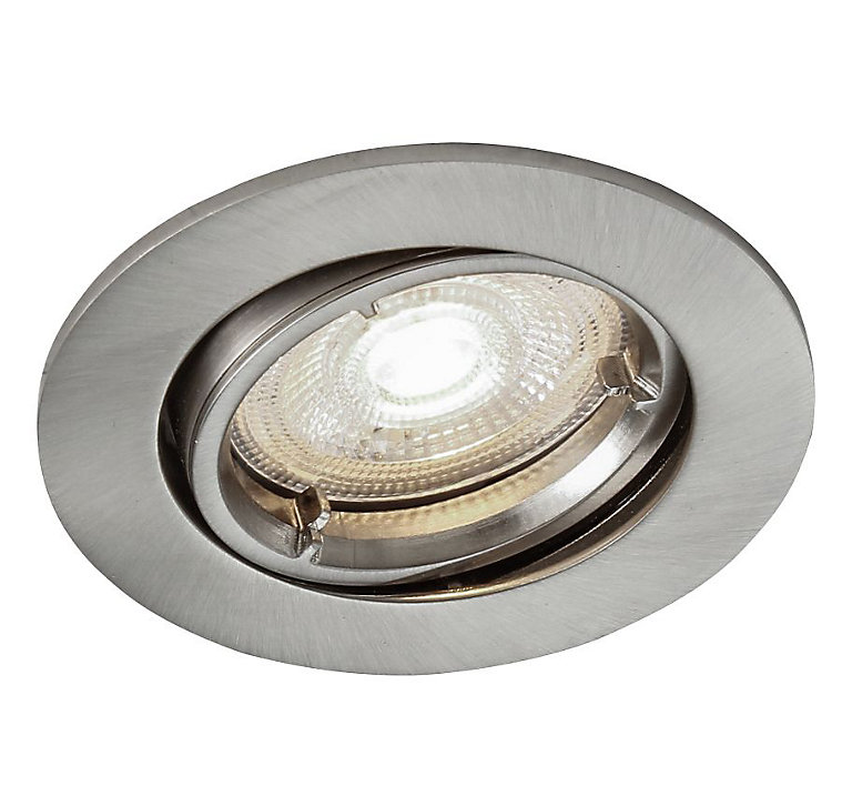 Colours Brushed Chrome Effect Adjustable Led Downlight 4 9w Ip20 Diy At B Q - Downlights Won T Stay In Ceiling
