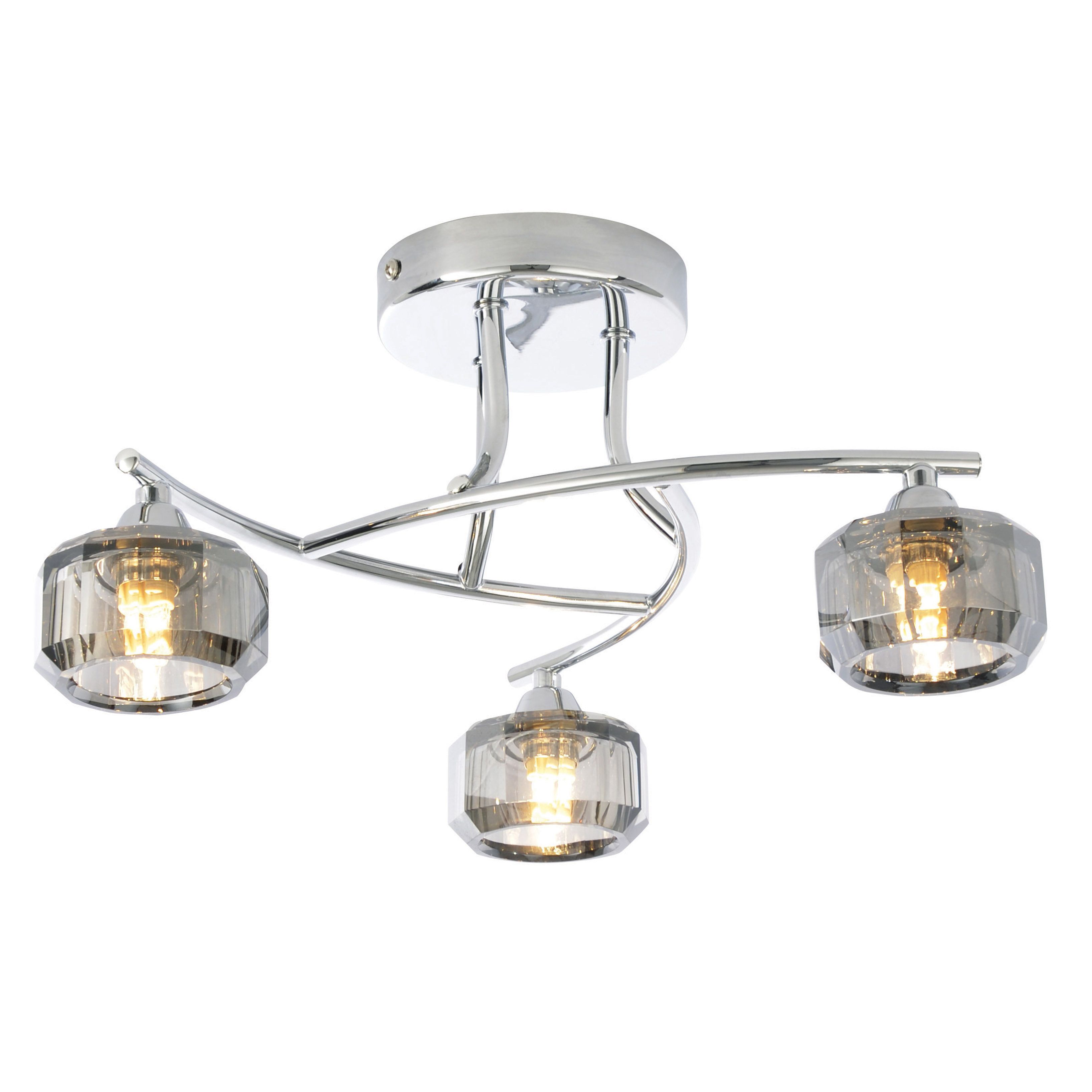 Colours Brushed Glass & metal Chrome effect 3 Lamp Ceiling light