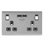 Colours Brushed steel effect Double USB socket, 2 x 3.1A USB