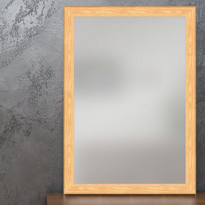 Colours Bullnose Natural Oak effect Rectangular Framed mirror, (H)106cm (W)76cm