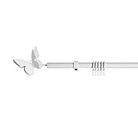Colours Butterfly Gloss White Extendable Curtain pole, (L)1200mm-2100mm