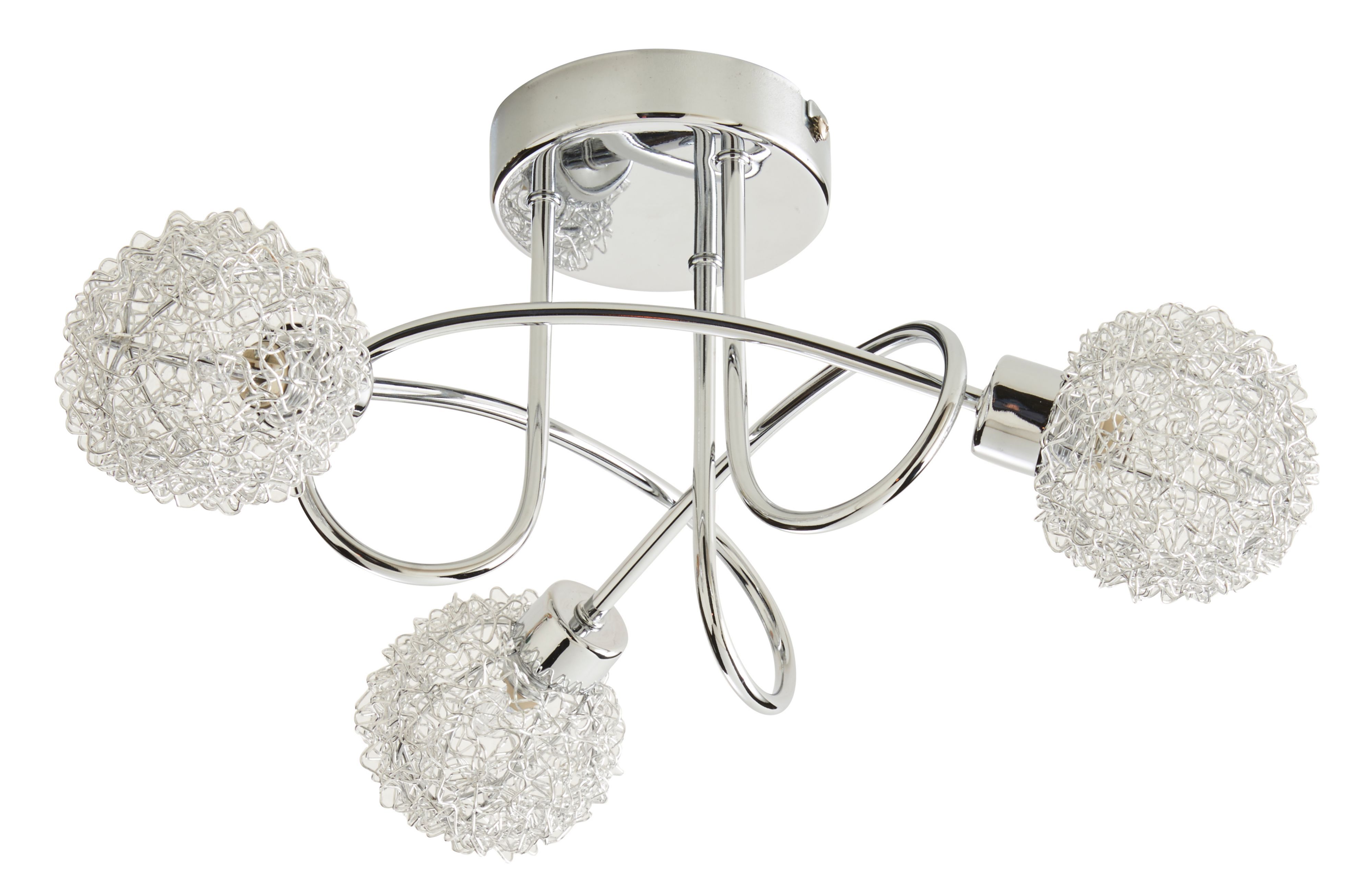 Colours Caelus Brushed Metal Chrome effect 3 Lamp Ceiling light