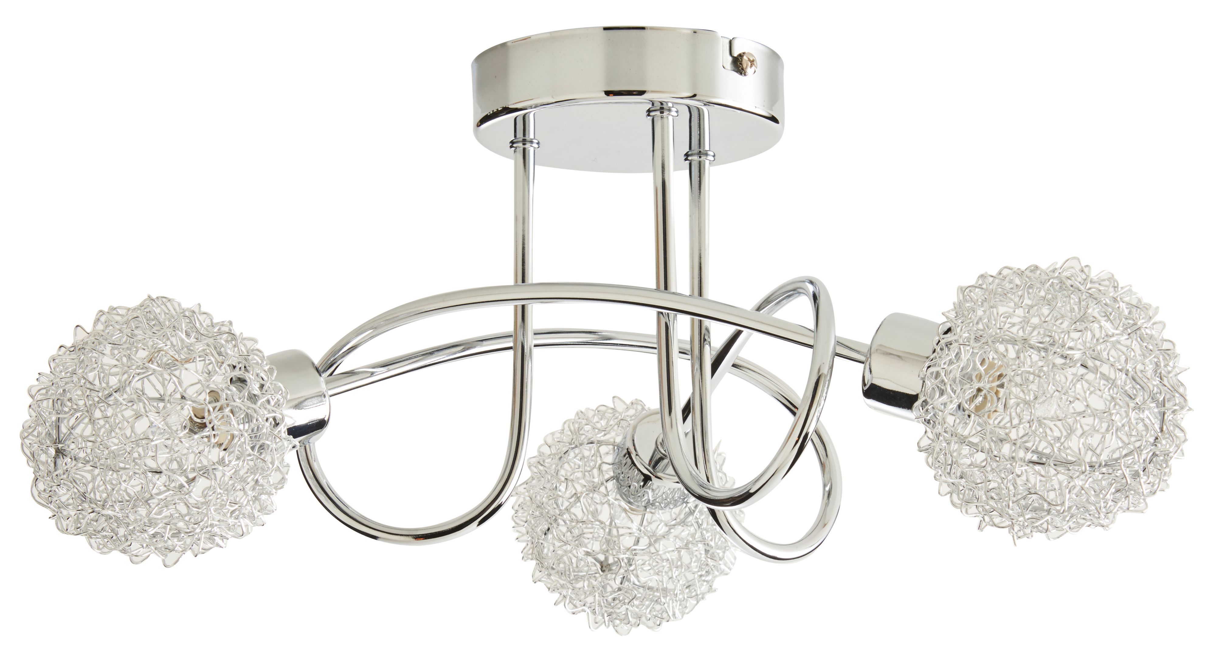 Colours Caelus Brushed Metal Chrome effect 3 Lamp Ceiling light