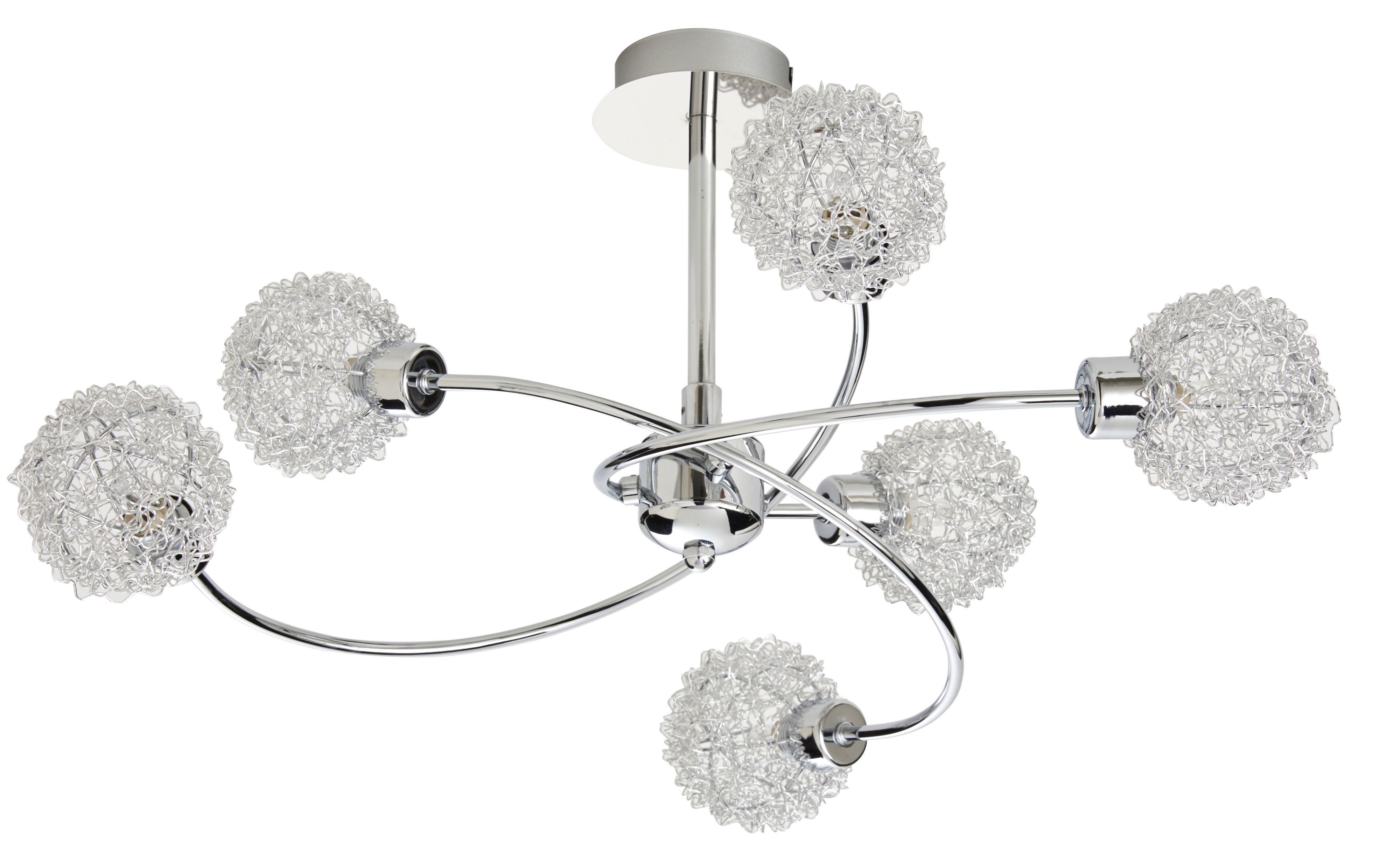 Colours Caelus Brushed Metal Silver Chrome effect 6 Lamp Ceiling light