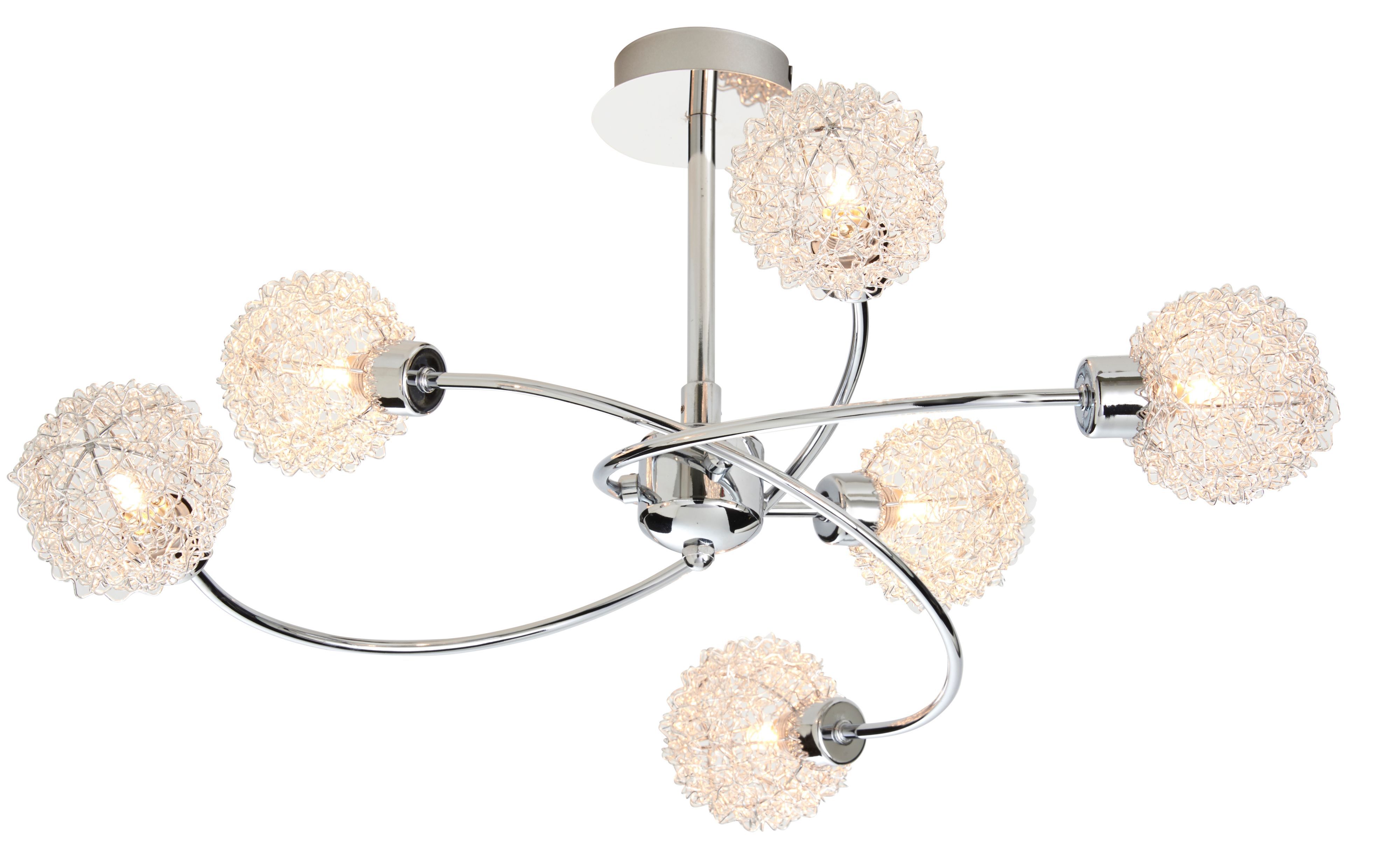 Colours Caelus Brushed Metal Silver Chrome effect 6 Lamp Ceiling light
