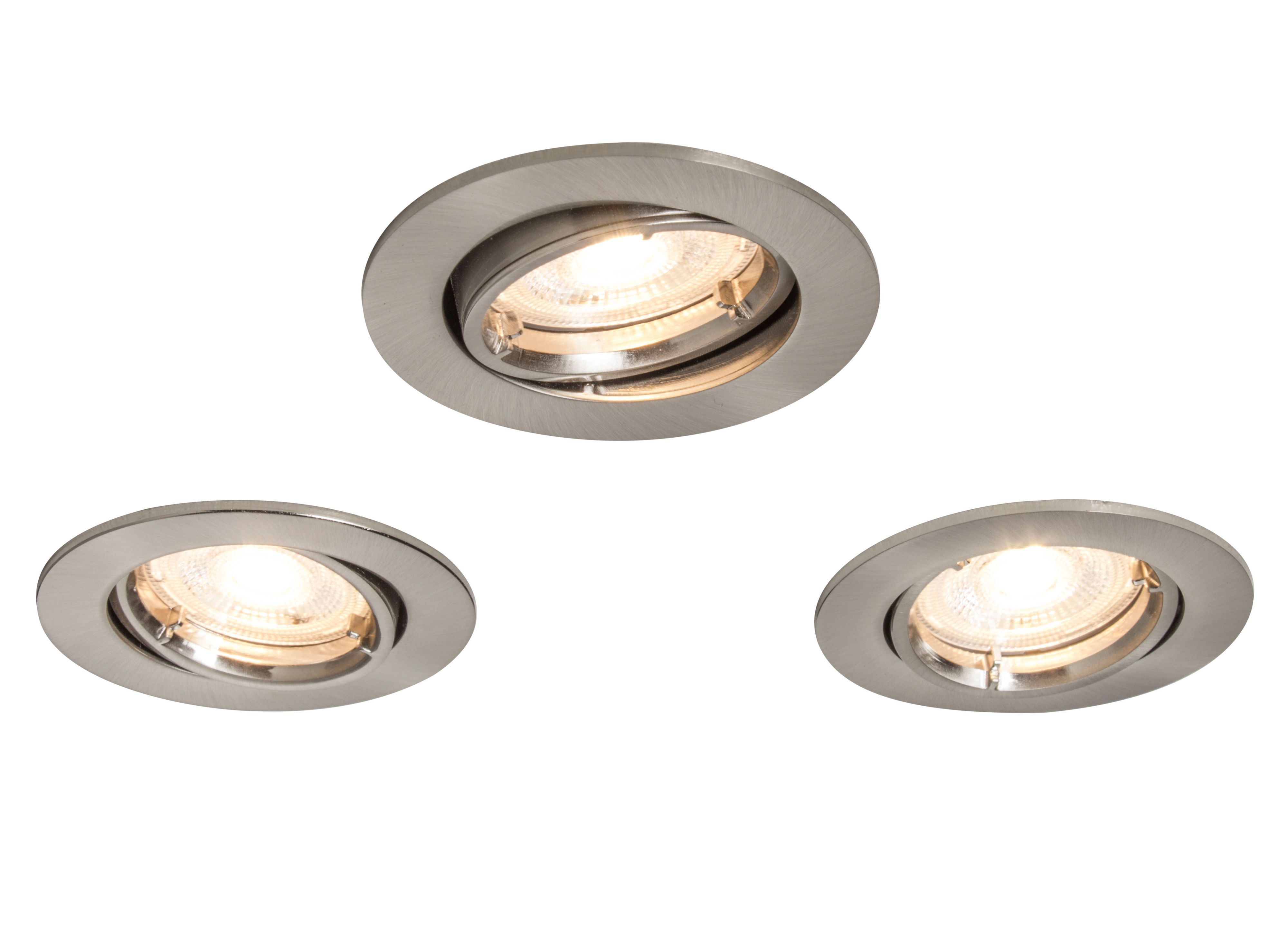 Colours Caius Chrome effect Adjustable LED Warm white Downlight 4.9W IP20, Pack of 3