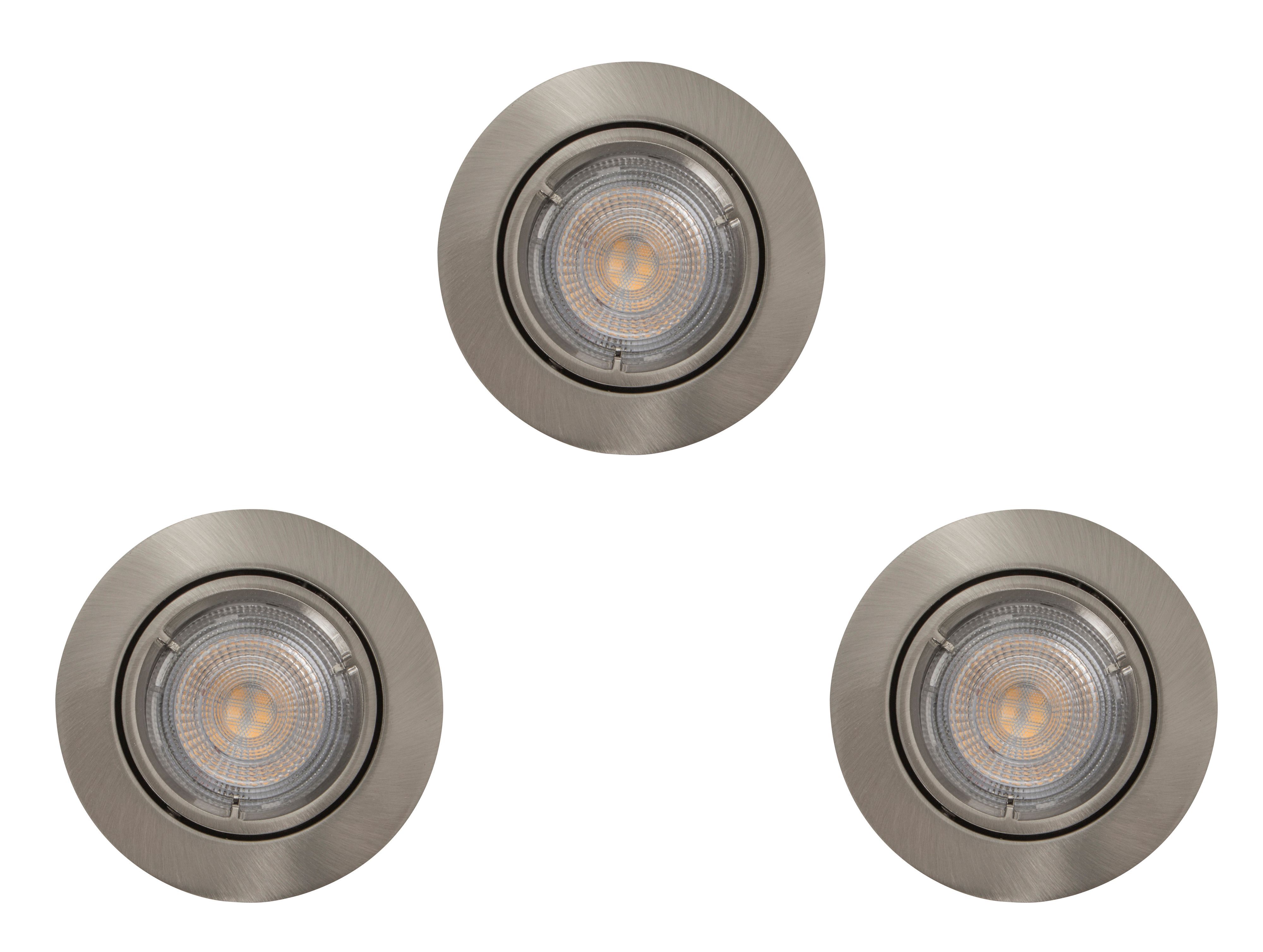 Colours Caius Chrome effect Adjustable LED Warm white Downlight 4.9W IP20, Pack of 3