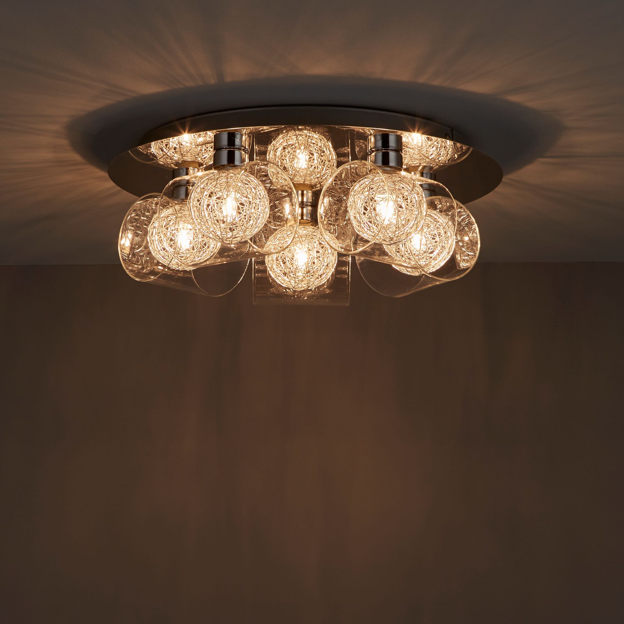 Colours Camenae Brushed Glass & metal Chrome effect 5 Lamp Ceiling light