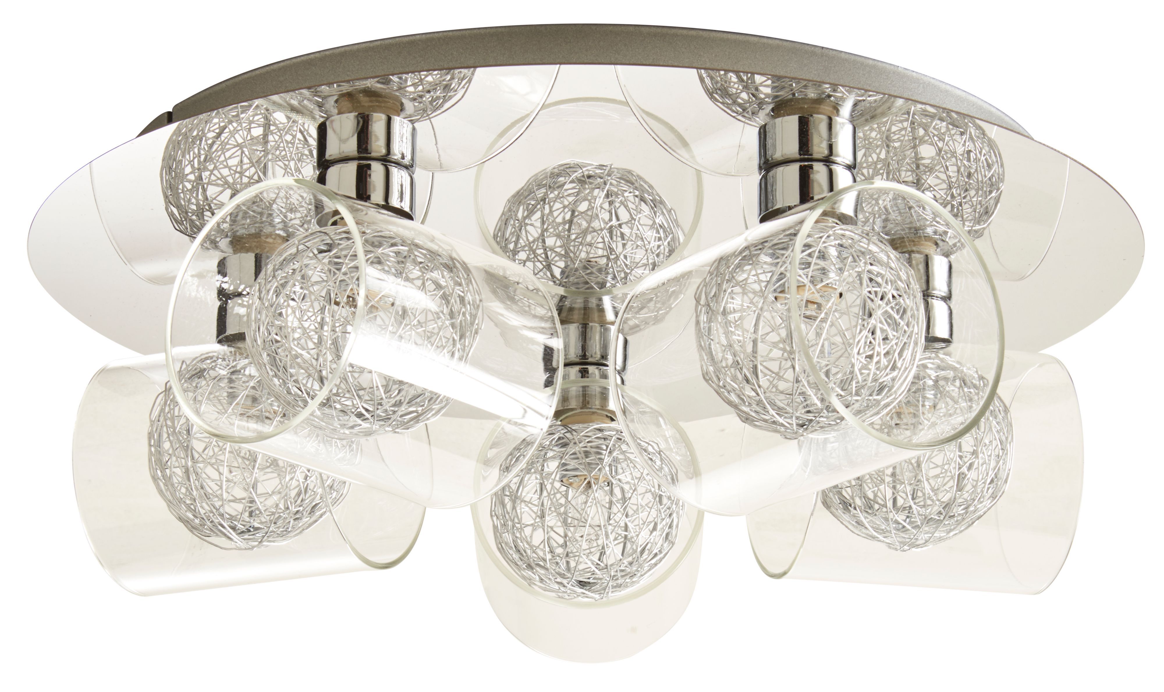 Colours Camenae Brushed Glass & metal Chrome effect 5 Lamp Ceiling light