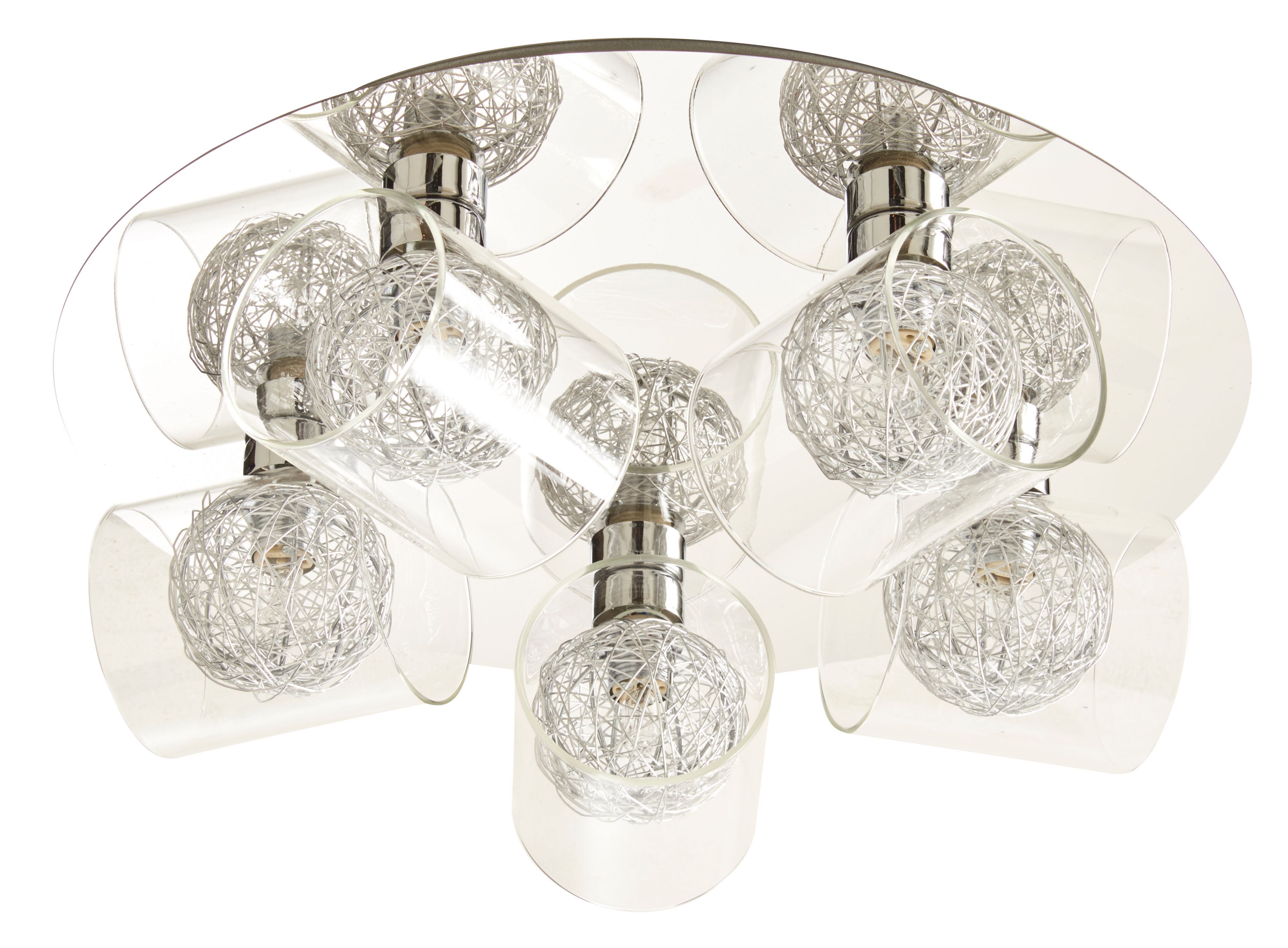 Colours Camenae Brushed Glass & metal Chrome effect 5 Lamp Ceiling light