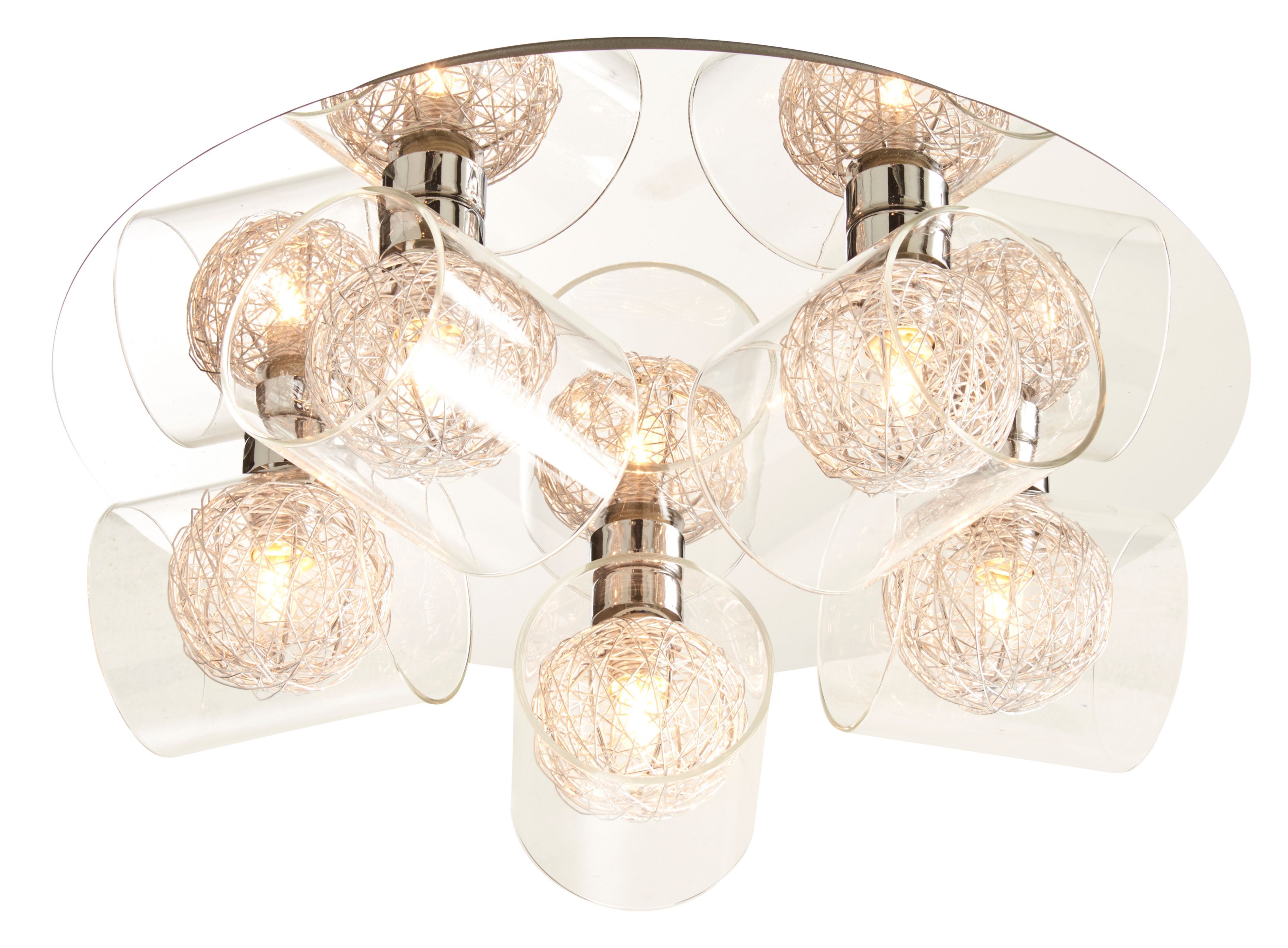 Colours Camenae Brushed Glass & metal Chrome effect 5 Lamp Ceiling light