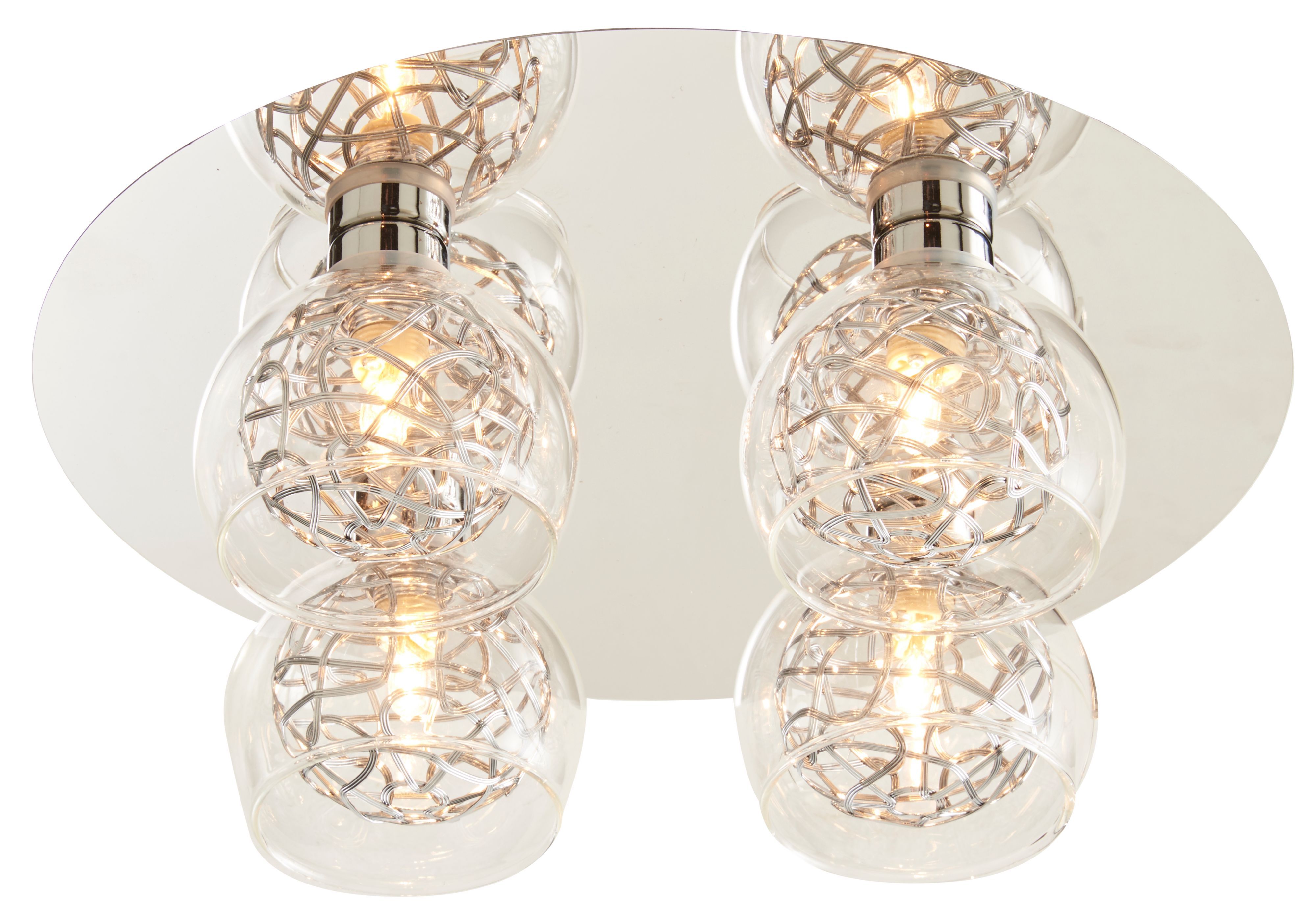 Colours Carmenta Brushed Glass & metal Chrome effect 4 Lamp LED Ceiling light