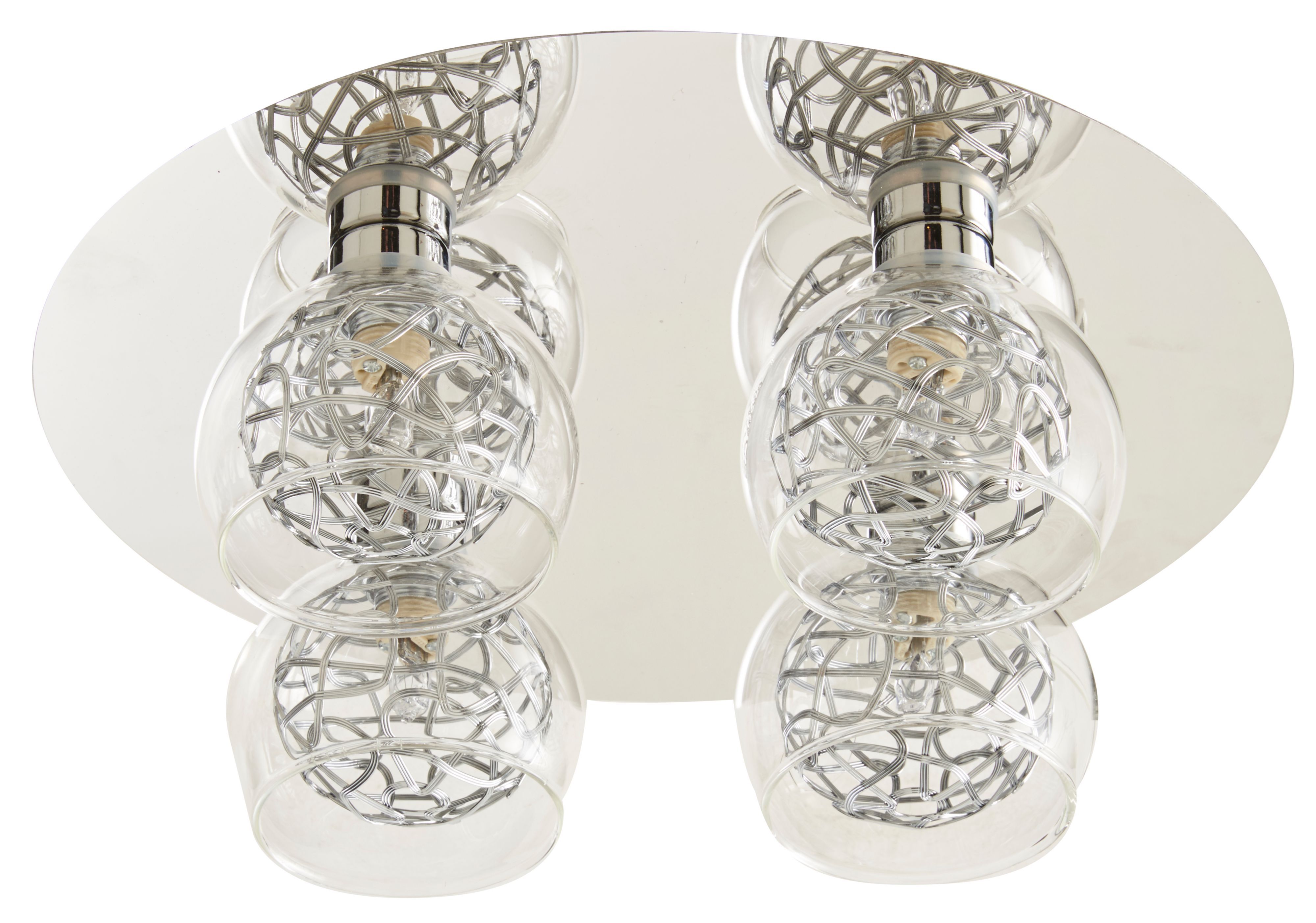 Colours Carmenta Brushed Glass & metal Chrome effect 4 Lamp LED Ceiling light