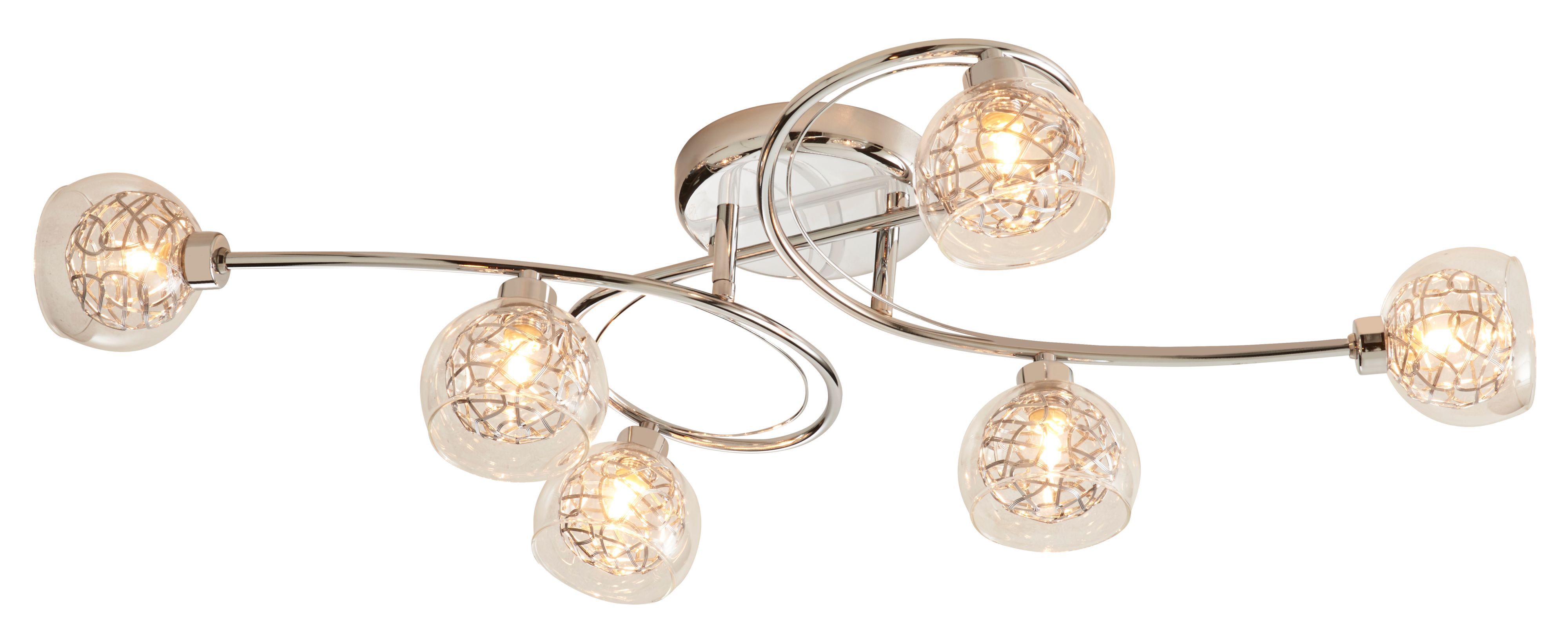 Colours Carmenta Loop Brushed Glass metal Chrome effect 6 Lamp LED Ceiling light