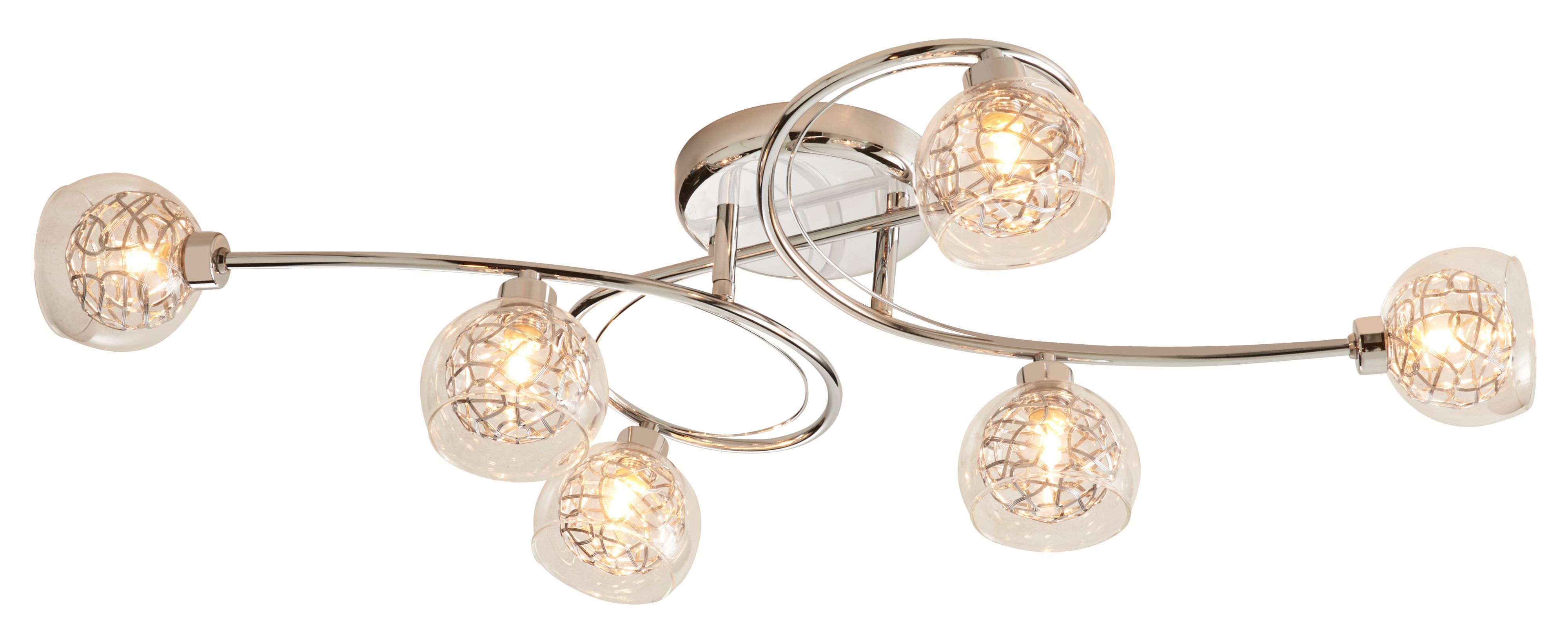 Colours Carmenta Loop Brushed Glass & metal Chrome effect 6 Lamp LED Ceiling light