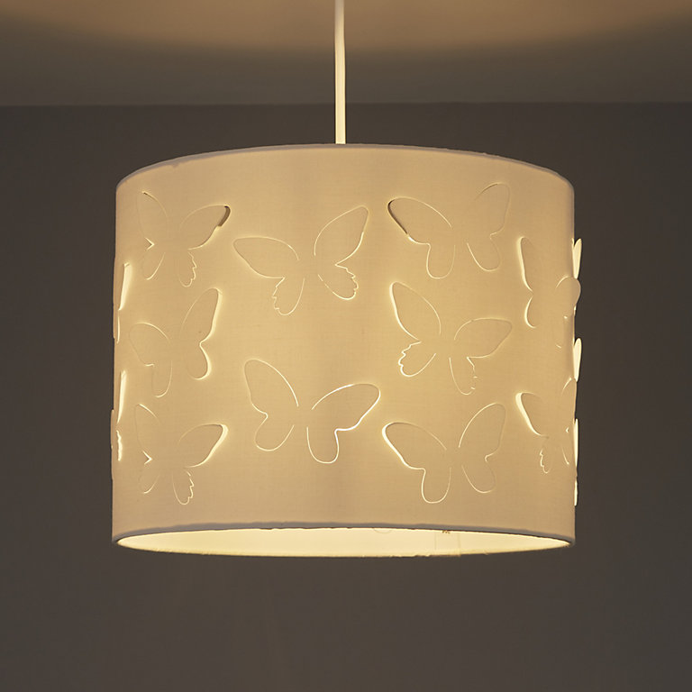 Butterfly on Cream Lamp Shade