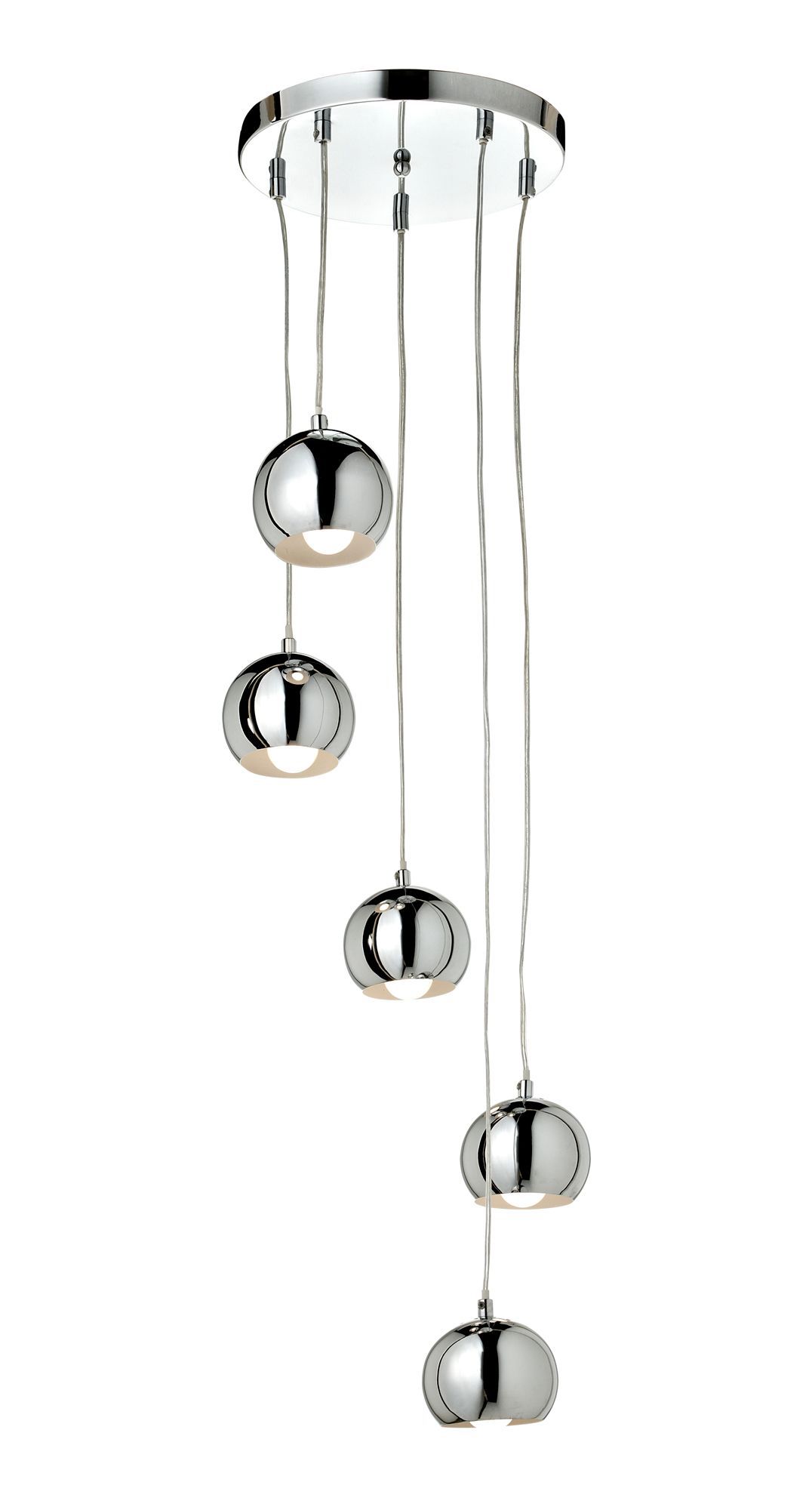 Colours Cascade Brushed Metal Chrome effect 5 Lamp Ceiling light