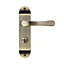Colours Caspe Antique brass effect Steel Straight Bathroom Door handle (L)112mm, Pair