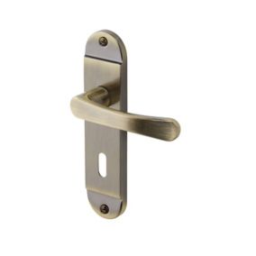 Colours Caspe Antique brass effect Steel Straight Lock Door handle (L)112mm, Pair
