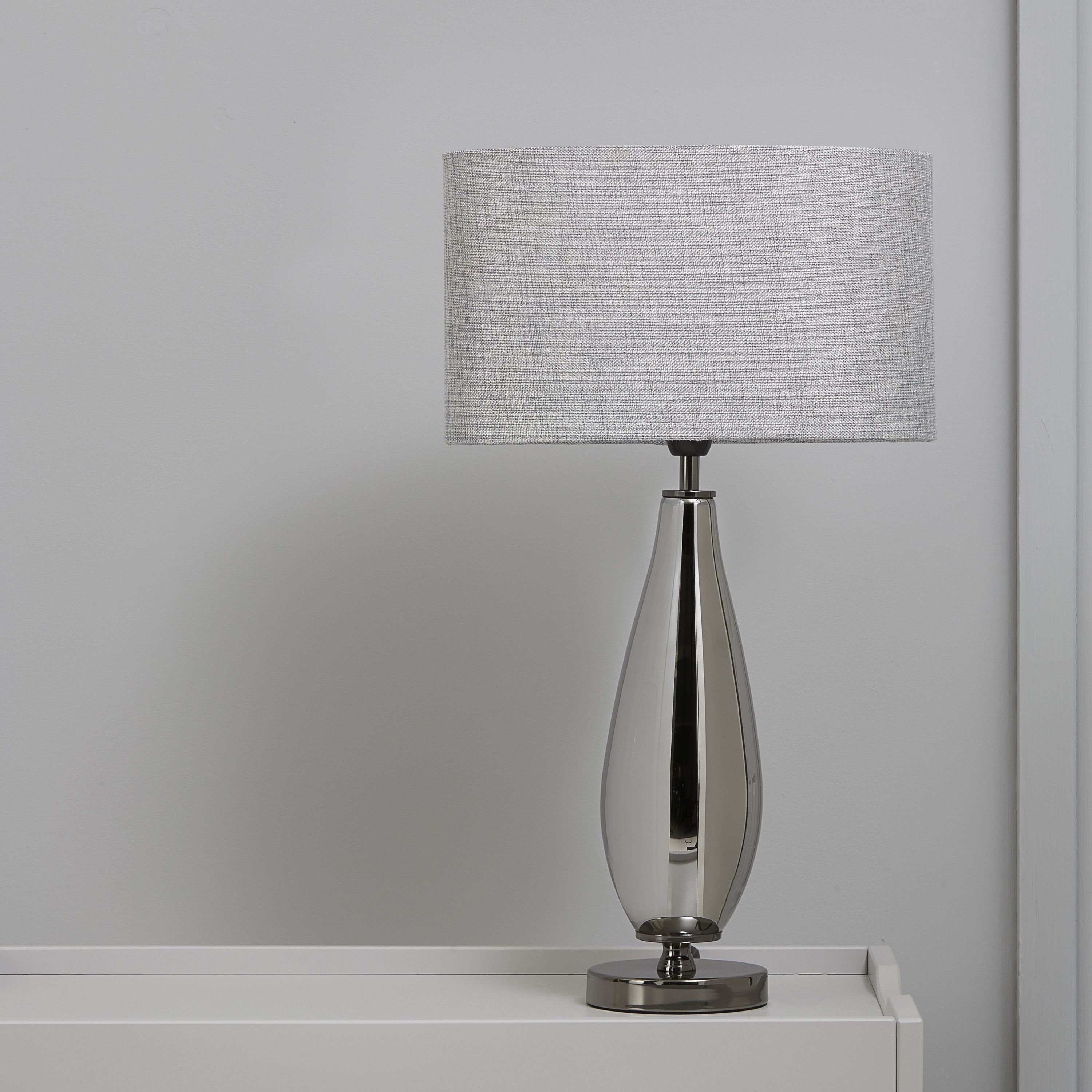 Colours Chalma Teardrop Matt Chrome effect Halogen Table lamp base