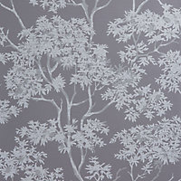 Colours Charcoal Maple tree Mica effect Smooth Wallpaper