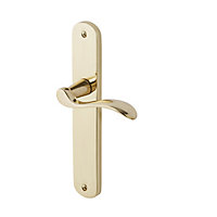 Colours Chelm Brushed Brass Scroll Latch Door handle (L)120mm