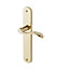 Colours Chelm Brushed Brass Scroll Latch Door handle (L)120mm