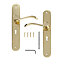 Colours Chelm Brushed Gloss White Brass Scroll Lock Door handle (L)120mm