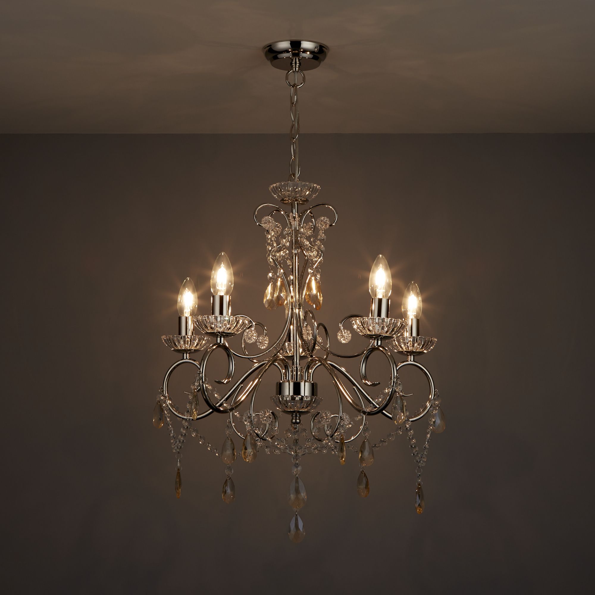 Colours Chesworth Chandelier Nickel effect 5 Lamp Ceiling light