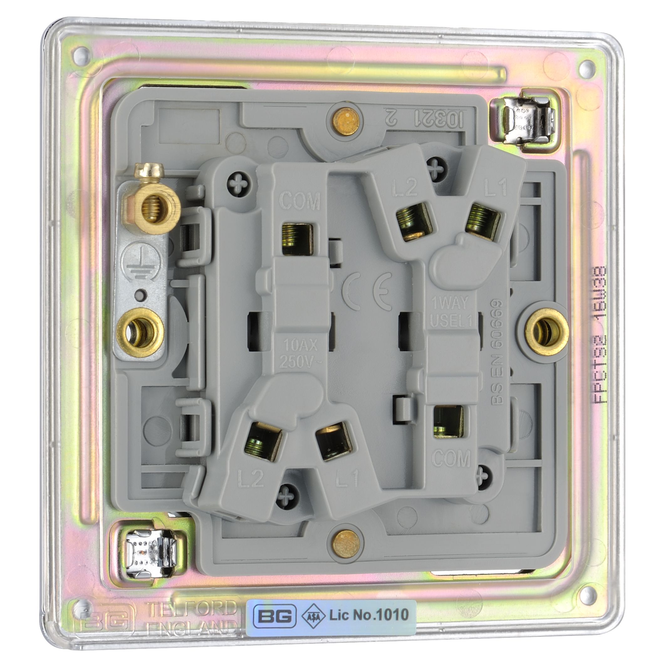 Colours Chrome 10A 2 way 2 gang Flat Toggle Screwless Switch